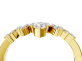 Yellow gold Marquise and Round Diamond Chevron Band with Prong Setting_89