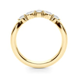Yellow gold Marquise and Round Diamond Half Eternity Band with Prong Setting 1
