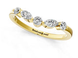 Yellow gold Marquise and Round Diamond Half Eternity Band with Prong Setting_3