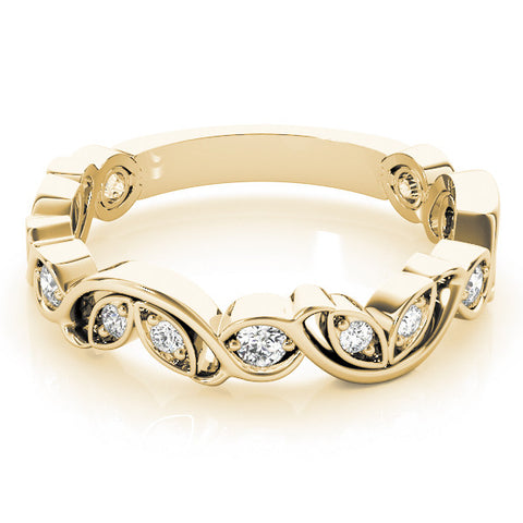 Yellow gold Marquise and Round Diamond Infinity Eternity Band with Bezel Setting 1