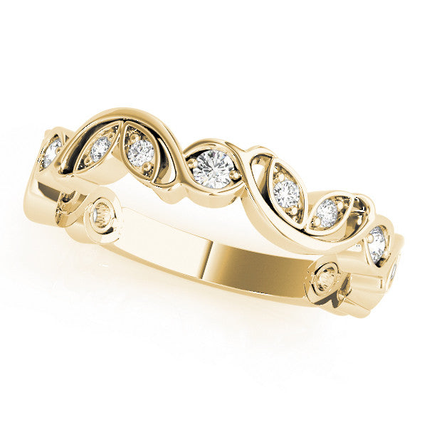 Yellow gold Marquise and Round Diamond Infinity Eternity Band with Bezel Setting