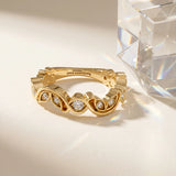 Yellow gold Marquise and Round Diamond Infinity Eternity Band with Bezel Setting_43