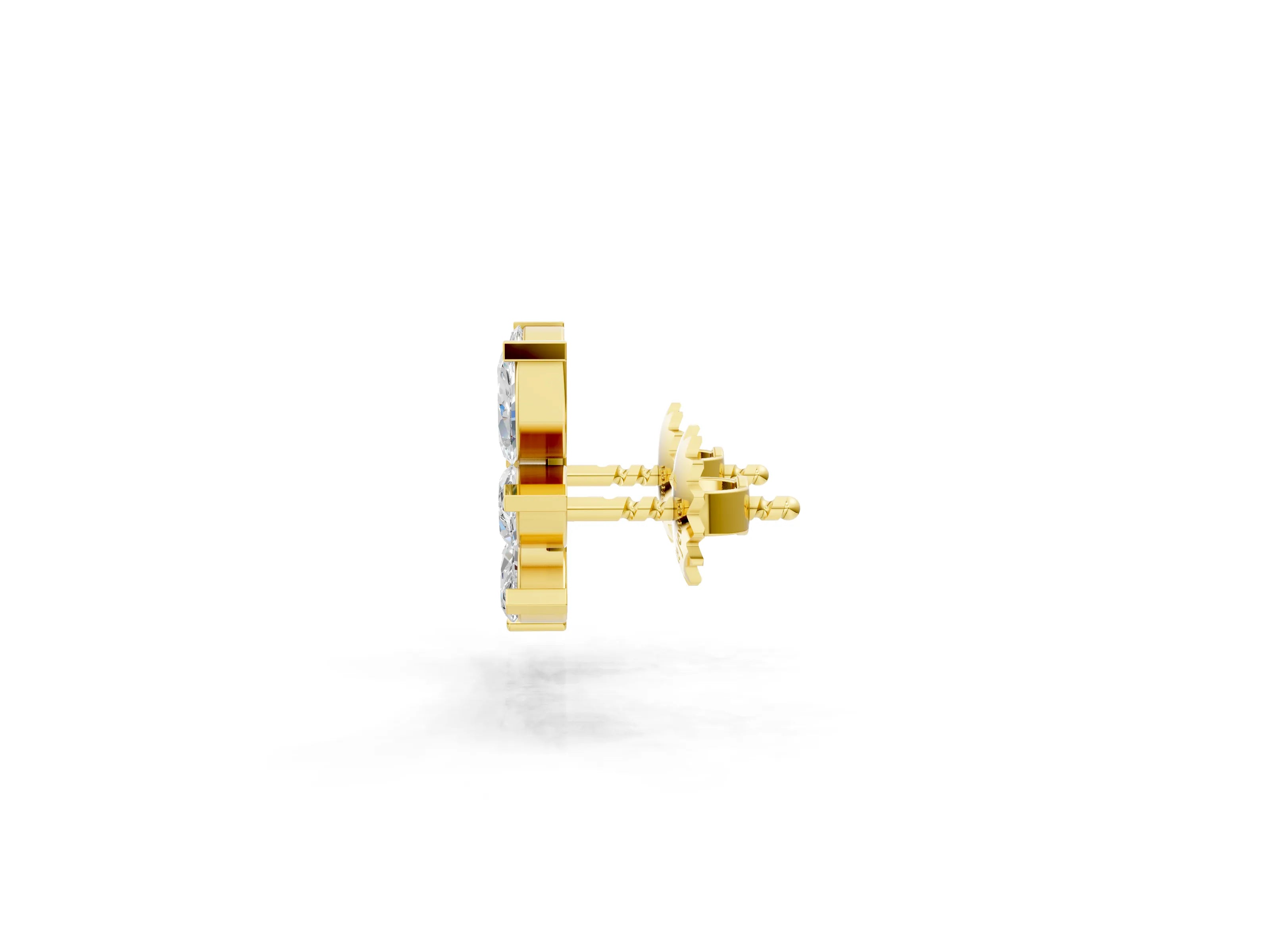Yellow gold Marquise and Round Diamond Ivy Climber Earrings_1