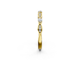 Yellow gold Marquise and Round Diamond Milgrain Band with Bezel Setting_25