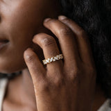 Yellow gold Marquise and Round Diamond Vine Eternity Band with Prong Setting_105