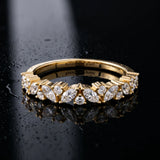 Yellow gold Marquise and Round Diamond Vine Eternity Band with Prong Setting_106