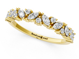 Yellow gold Marquise and Round Diamond Vine Eternity Band with Prong Setting_87