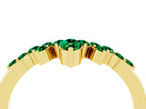 Yellow gold Marquise and Round Emerald Chevron Band with Prong Setting_10