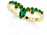 Yellow gold Marquise and Round Emerald Chevron Band with Prong Setting_7