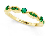 Yellow gold Marquise and Round Emerald Milgrain Band with Bezel Setting_7