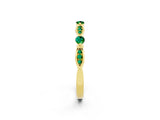 Yellow gold Marquise and Round Emerald Milgrain Band with Bezel Setting_8