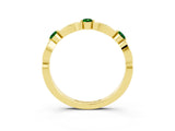 Yellow gold Marquise and Round Emerald Milgrain Band with Bezel Setting_9