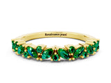 Yellow gold Marquise and Round Emerald Vine Eternity Band with Prong Setting_6