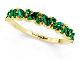 Yellow gold Marquise and Round Emerald Vine Eternity Band with Prong Setting_7