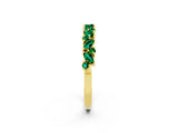 Yellow gold Marquise and Round Emerald Vine Eternity Band with Prong Setting_8