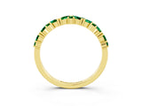 Yellow gold Marquise and Round Emerald Vine Eternity Band with Prong Setting_9