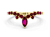 Yellow gold Marquise and Round Garnet Chevron Band with Prong Setting_6
