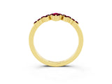 Yellow gold Marquise and Round Garnet Chevron Band with Prong Setting_9