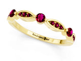 Yellow gold Marquise and Round Garnet Milgrain Band with Bezel Setting_7
