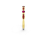 Yellow gold Marquise and Round Garnet Milgrain Band with Bezel Setting_8