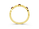 Yellow gold Marquise and Round Garnet Milgrain Band with Bezel Setting_9