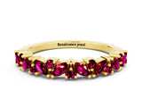 Yellow gold Marquise and Round Garnet Vine Eternity Band with Prong Setting_6
