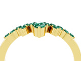 Yellow gold Marquise and Round Green Sapphire Chevron Band with Prong Setting_10