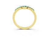 Yellow gold Marquise and Round Green Sapphire Chevron Band with Prong Setting_9