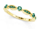 Yellow gold Marquise and Round Green Sapphire Milgrain Band with Bezel Setting_7