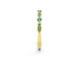 Yellow gold Marquise and Round Green Sapphire Milgrain Band with Bezel Setting_8