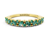 Yellow gold Marquise and Round Green Sapphire Vine Eternity Band with Prong Setting_6