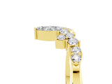 Yellow gold Marquise and Round Moissanite Chevron Band with Prong Setting_11