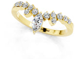 Yellow gold Marquise and Round Moissanite Chevron Band with Prong Setting_7
