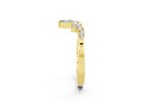 Yellow gold Marquise and Round Moissanite Chevron Band with Prong Setting_8
