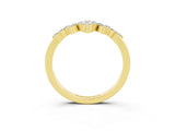 Yellow gold Marquise and Round Moissanite Chevron Band with Prong Setting_9