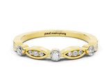 Yellow gold Marquise and Round Moissanite Milgrain Band with Bezel Setting_6