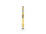Yellow gold Marquise and Round Moissanite Milgrain Band with Bezel Setting_8