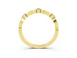 Yellow gold Marquise and Round Moissanite Milgrain Band with Bezel Setting_9