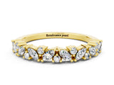 Yellow gold Marquise and Round Moissanite Vine Eternity Band with Prong Setting_6