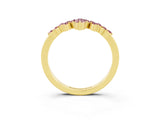 Yellow gold Marquise and Round Morganite Chevron Band with Prong Setting_15