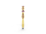 Yellow gold Marquise and Round Morganite Milgrain Band with Bezel Setting_8