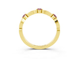 Yellow gold Marquise and Round Morganite Milgrain Band with Bezel Setting_9