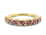 Yellow gold Marquise and Round Morganite Vine Eternity Band with Prong Setting_6