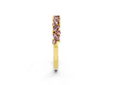Yellow gold Marquise and Round Morganite Vine Eternity Band with Prong Setting_8