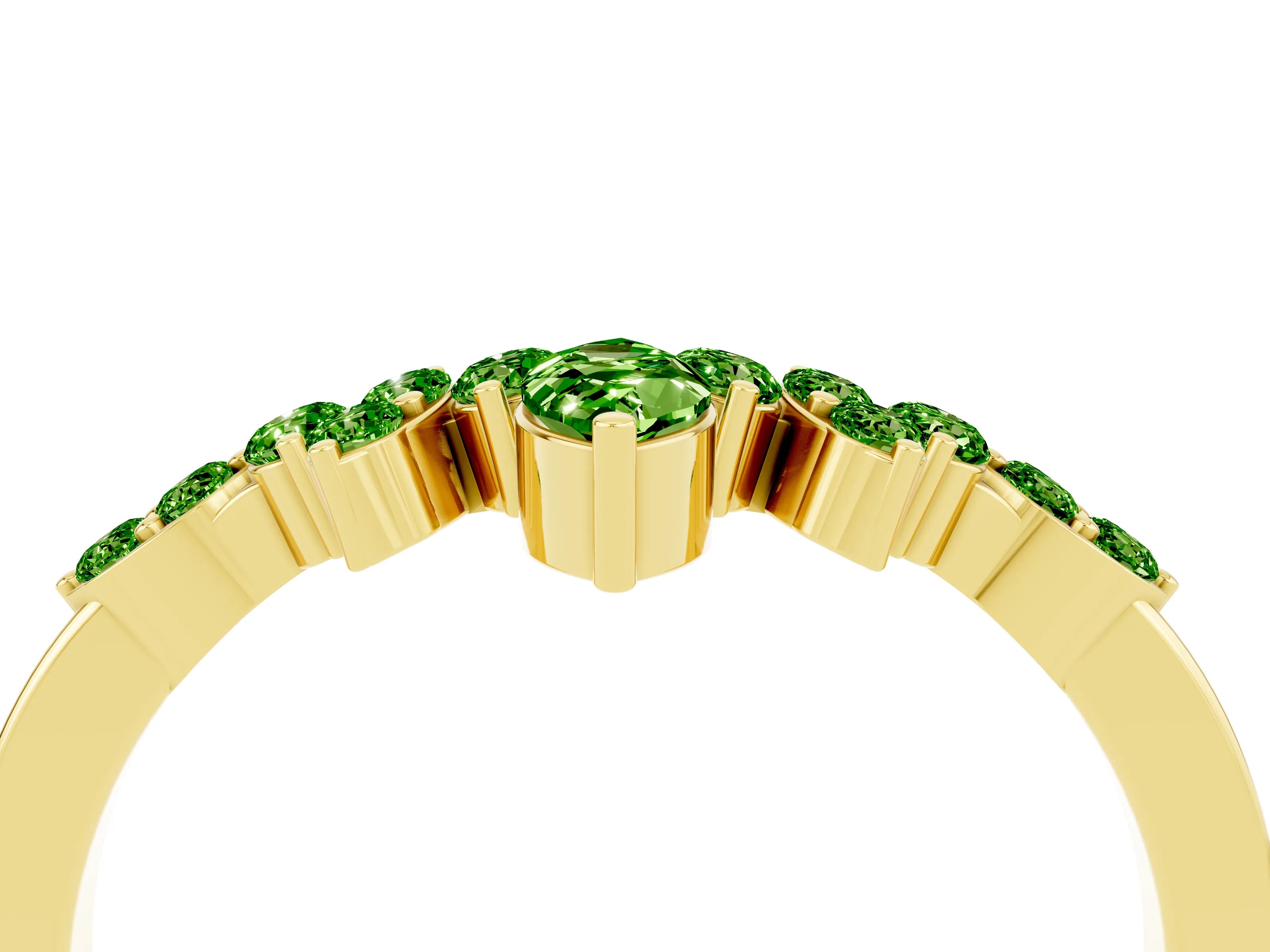 Yellow gold Marquise and Round Peridot Chevron Band with Prong Setting_10