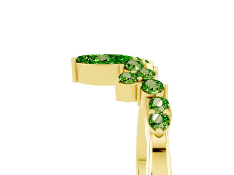 Yellow gold Marquise and Round Peridot Chevron Band with Prong Setting_11
