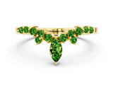 Yellow gold Marquise and Round Peridot Chevron Band with Prong Setting_6