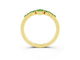 Yellow gold Marquise and Round Peridot Chevron Band with Prong Setting_9