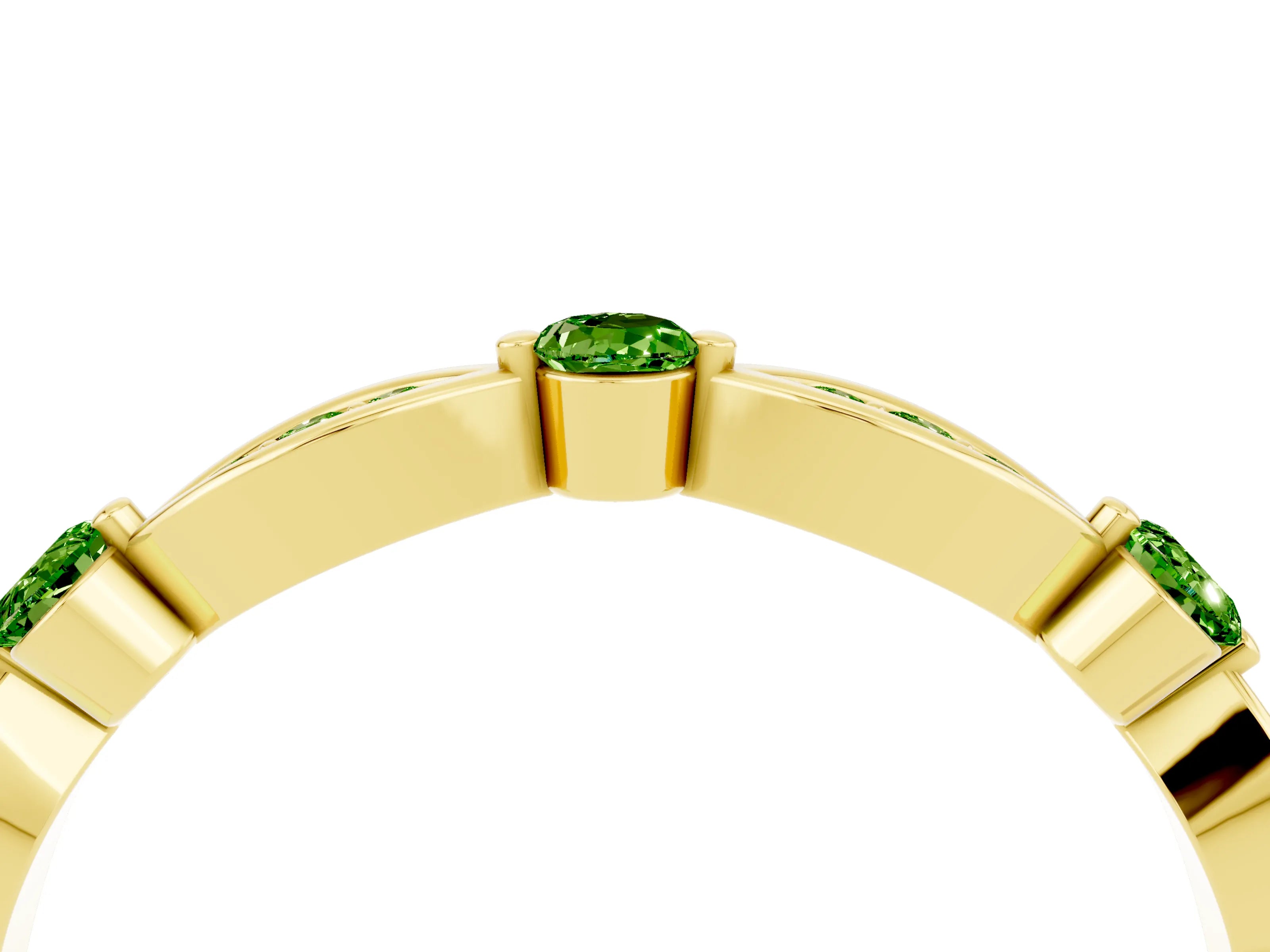Yellow gold Marquise and Round Peridot Milgrain Band with Bezel Setting_10