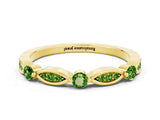 Yellow gold Marquise and Round Peridot Milgrain Band with Bezel Setting_6